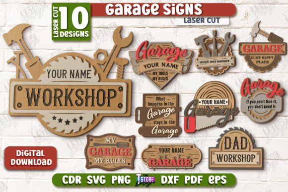 Download Garage Signs Bundle | Man Cave |CNC File - Sign Collection