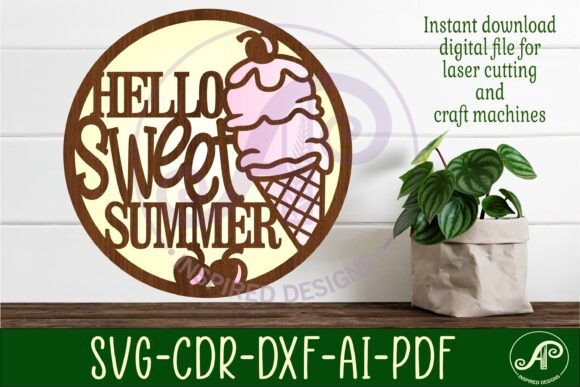 Download Hello Summer Ice Cream Wall Sign Svg - Sign Collection
