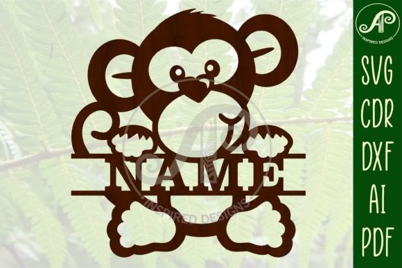 Download Cute Monkey Name Sign SVG Cut File - Sign Collection