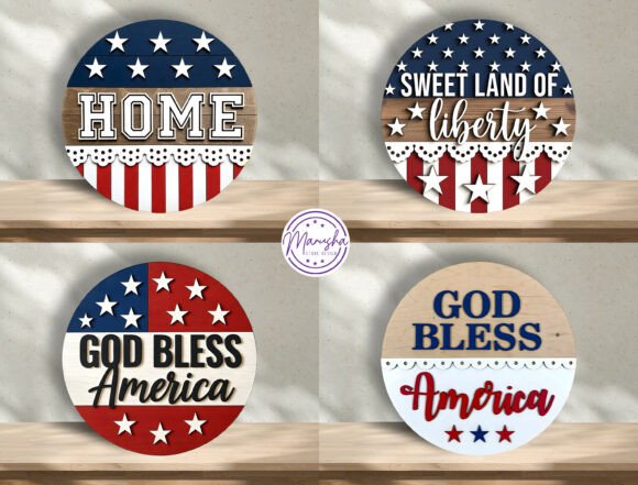 Download 4th of July Round Sign SVG Bundle - Sign Collection