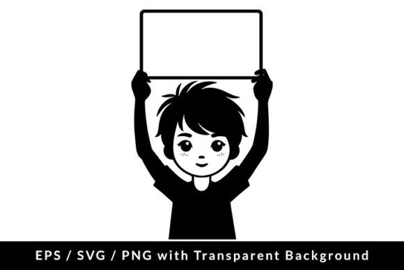 Download Kid with Blank Sign Board SVG EPS PNG - Sign Collection