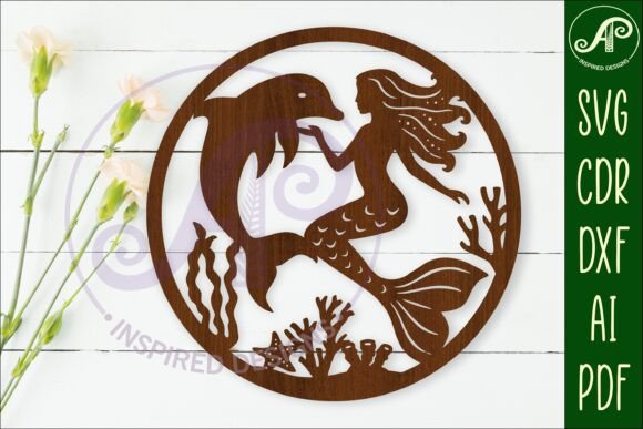 Download Mermaid and Dolphin Wall Art Sign, SVG - Sign Collection