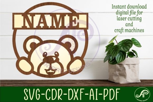 Download Teddy Bear Name Sign Svg Laser Cut - Sign Collection