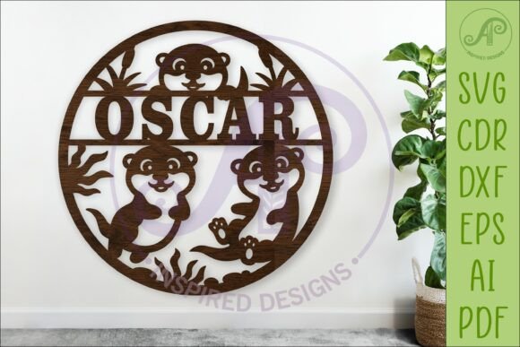Download Cute Otter Nursery Name Sign SVG | Round - Sign Collection