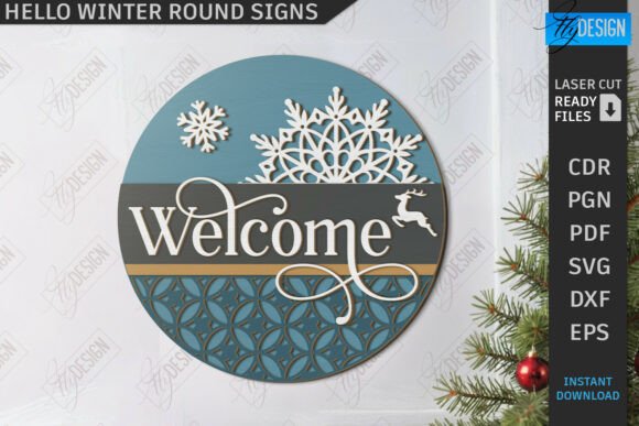 Download Hello Winter Round Wall Sign Laser Cut - Sign Collection