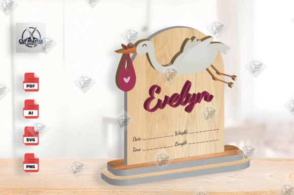 Download Stork Baby Birth Stats Sign SVG - Sign Collection