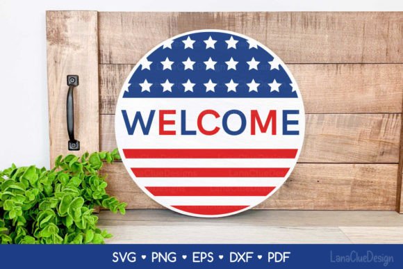 Download American Welcome Round Porch Sign SVG - Sign Collection