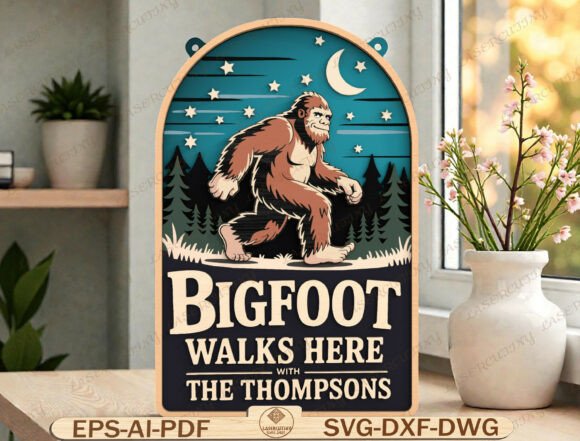 Download Bigfoot Family Sign Laser Cut File - Sign Collection