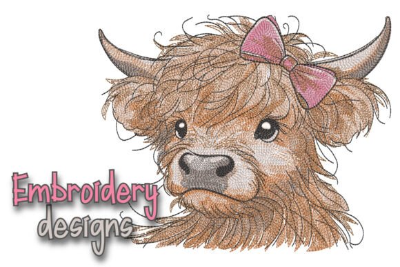 Download Highland Cow Machine Embroidery Design - Sign Collection