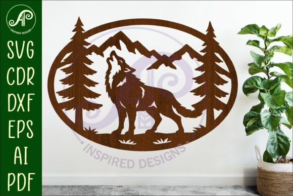 Download Wolf Mountain Scene Oval Wall Sign Laser - Sign Collection