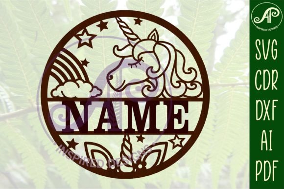 Download Cartoon Unicorn Name Sign SVG Cut File - Sign Collection