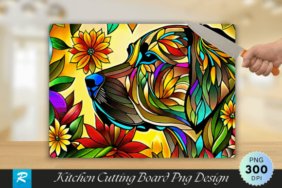 Download Dog-Stained Glass Cutting Board Design - Sign Collection