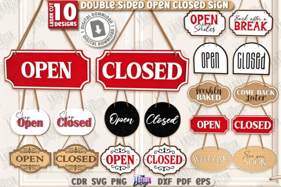 Download Double-Sided Open Closed Signs Bundle - Sign Collection