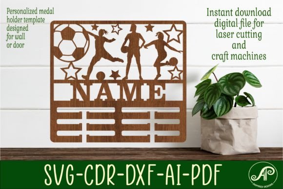 Download Soccer Female Name Medal Holder Sign SVG - Sign Collection