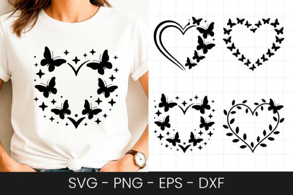 Download Butterfly Heart Outline Design SVG PNG - Sign Collection