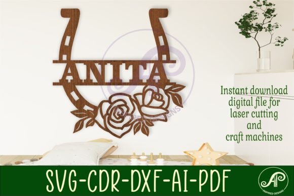 Download Rose Horse Shoe Name Sign Svg Laser Cut - Sign Collection