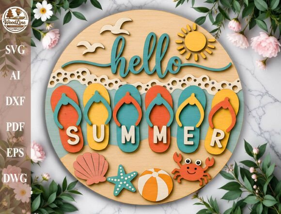 Download Flip Flops Beach Door Sign Laser Cut SVG - Sign Collection
