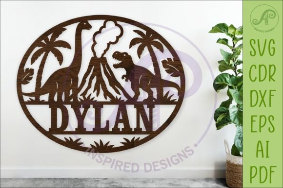Download Dinosaur Name Sign SVG, Round Nursery - Sign Collection