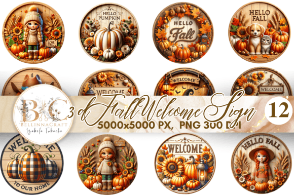 Download 3D Fall Welcome Sign Autumn Sublimation - Sign Collection