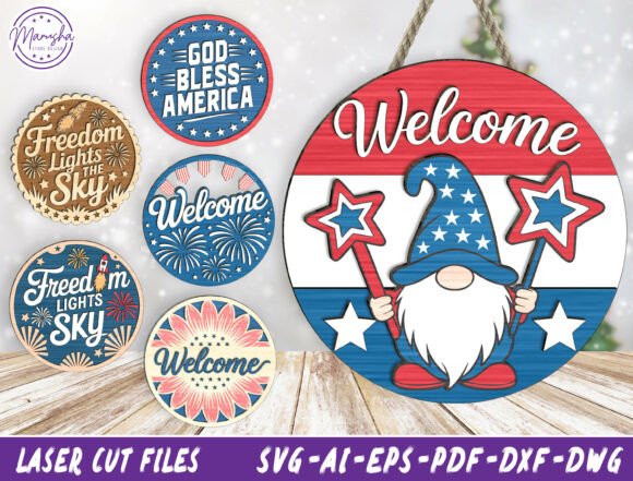 Download Patriotic Round Sign SVG Bundle - Sign Collection