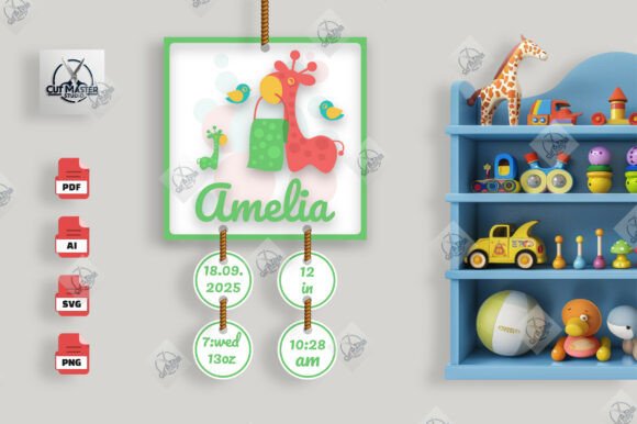 Download Giraffe Dreams Baby Stats Sign SVG - Sign Collection