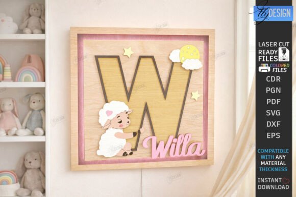 Download Nursery Name Sign Alphabet Laser Cut SVG - Sign Collection