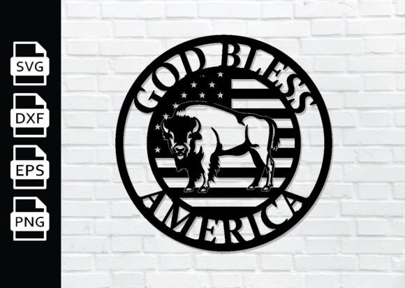 Download God Bless America, Bison Metal Sign - Sign Collection