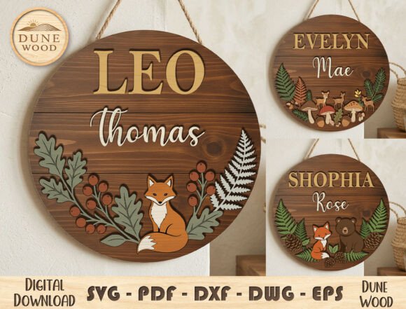 Download Woodland Name Sign SVG Laser Cut - Sign Collection