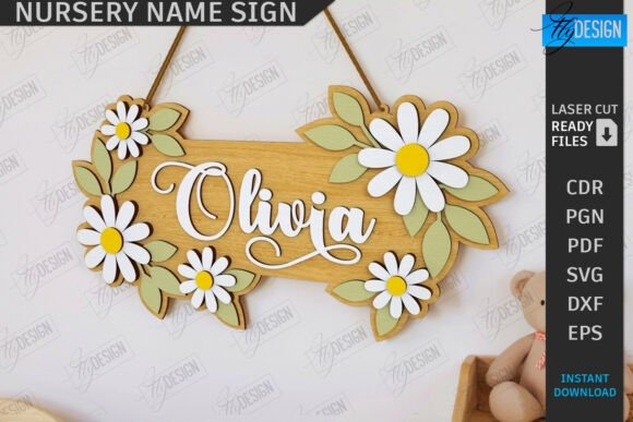 Download Nursery Name Sign Laser Cut | Home Decor - Sign Collection
