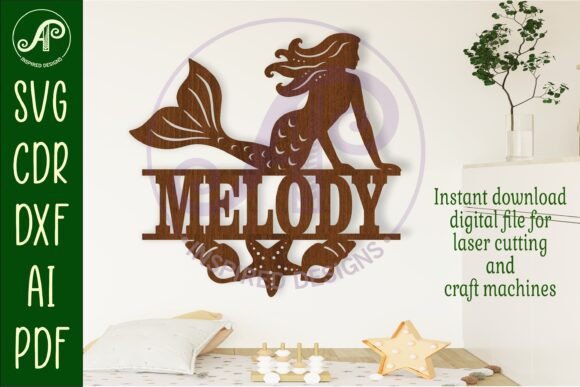 Download Mermaid Name Sign Svg Laser Cut File - Sign Collection