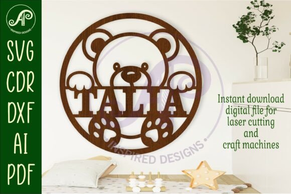 Download Cute Teddy Bear Name Sign Design Laser - Sign Collection