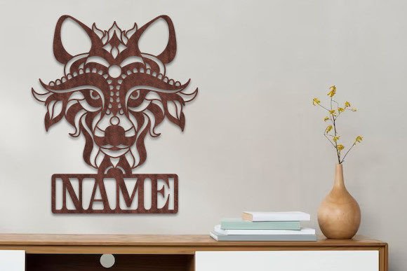 Download Laser Cut Wolf Head Wooden Name Sign Svg - Sign Collection