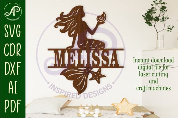 Download Mermaid with Shell Name Sign Svg Laser - Sign Collection