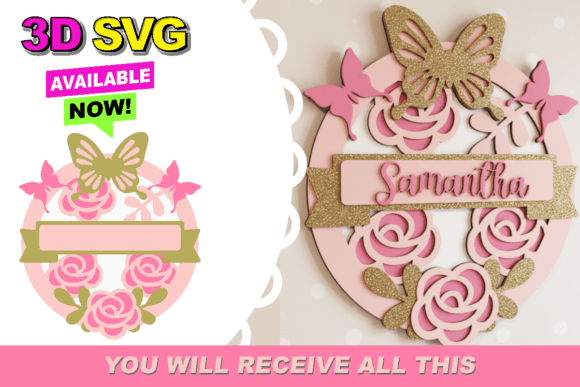 Download Butterfly Baby Name Sign 3D SVG - Sign Collection