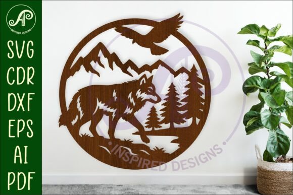 Download Grey Wolf Mountain Scene Wall Sign Svg - Sign Collection