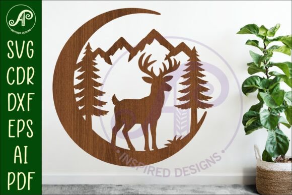 Download Crescent Moon Deer Animal Wall Sign - Sign Collection