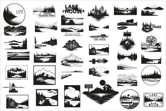 Download Beautiful Lake House Layered Scene Sign - Sign Collection
