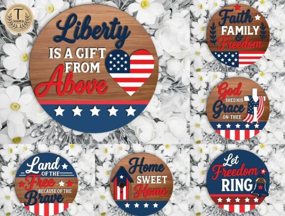 Download Patriotic Round Sign SVG Bundle - Sign Collection