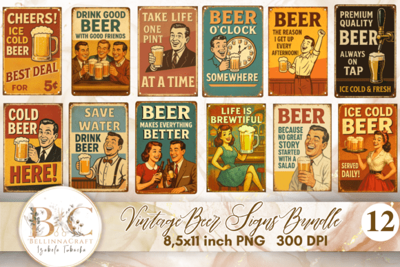Download Vintage Beer Signs Clipart Bundle PNG - Sign Collection
