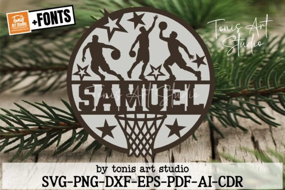 Download Basketball Round Name Sign SVG Laser Cut - Sign Collection