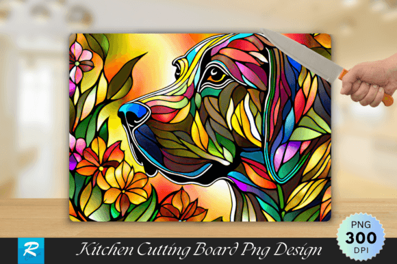 Download Dog-Stained Glass Cutting Board Design - Sign Collection