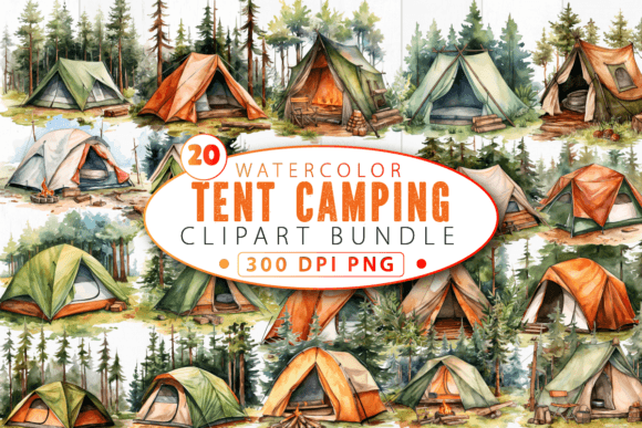 Download Watercolor Tent Camping Clipart Bundle - Camping Collection