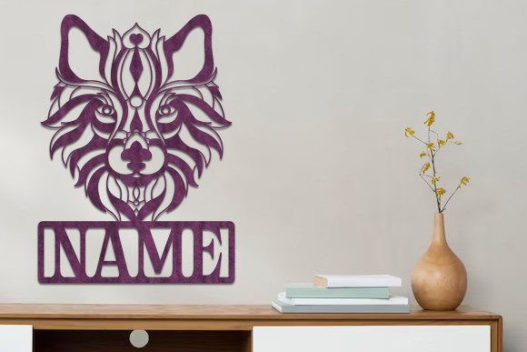 Download Laser Cut Wolf Head Wooden Name Sign Svg - Sign Collection
