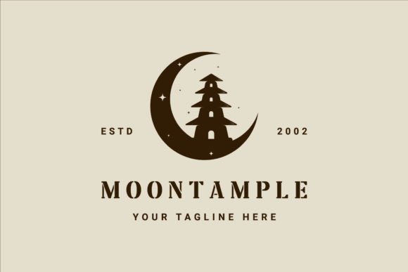 Download Moon Temple Logo Vintage Vector Design - Sign Collection