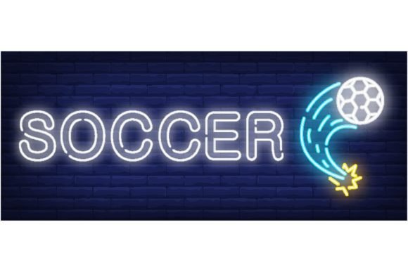 Download Soccer Neon Sign. Ball in Motion on Bric - Sign Collection
