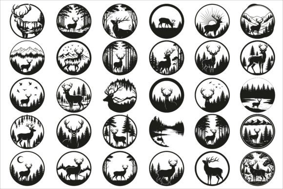 Download Beautiful Deer Forest Circle Art Design - Sign Collection