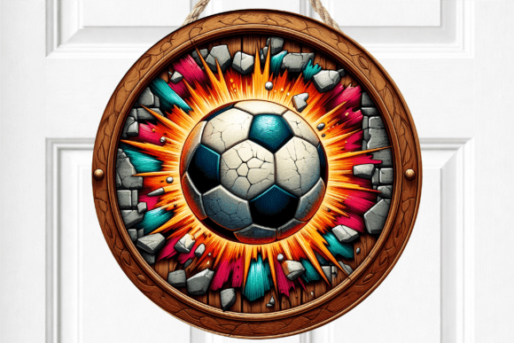 Download Soccer Ball Wall Break Art Door Sign - Sign Collection