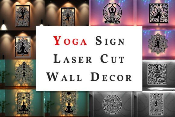Download Yoga Sign Laser Cut Wall Art SVG Bundle - Sign Collection