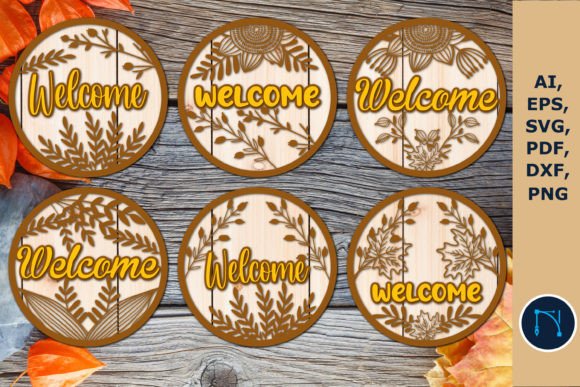 Download Fall Welcome Sign Door Hanger SVG Bundle - Sign Collection