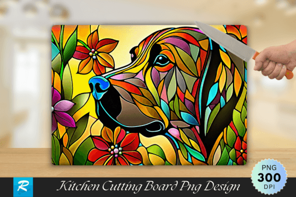 Download Dog-Stained Glass Cutting Board Design - Sign Collection